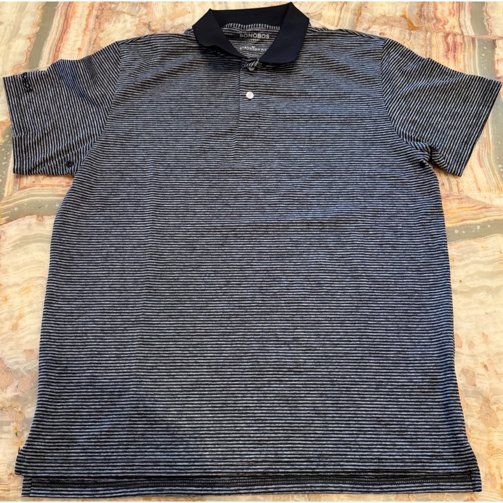 Bonobos‎ Mens Polo Shirt Black Short Sleeve Standard Fit Performance Golf Medium